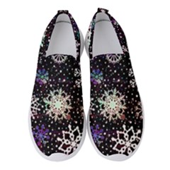 Shiny Winter Snowflake Abstract Christmas Cold Crystal December Women s Slip On Sneakers by Bedest