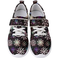 Shiny Winter Snowflake Abstract Christmas Cold Crystal December Men s Velcro Strap Shoes by Bedest