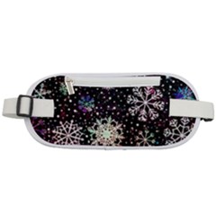 Shiny Winter Snowflake Abstract Christmas Cold Crystal December Rounded Waist Pouch by Bedest