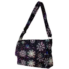 Shiny Winter Snowflake Abstract Christmas Cold Crystal December Full Print Messenger Bag (l) by Bedest