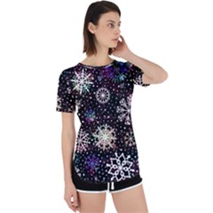 Shiny Winter Snowflake Abstract Christmas Cold Crystal December Perpetual Short Sleeve T-shirt by Bedest