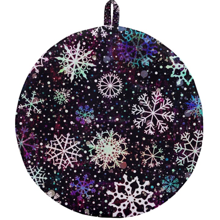 Shiny Winter Snowflake Abstract Christmas Cold Crystal December Round Trivet