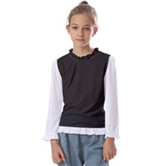 Elegnat Bw Print Kids  Frill Detail T-shirt