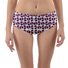 Bk Love In Pieces Print Pattern Design Reversible Mid-Waist Bikini Bottoms