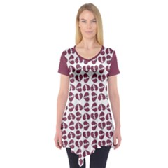 Bk Love In Pieces Print Pattern Design Short Sleeve Tunic 