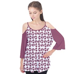 Bk Love In Pieces Print Pattern Design Flutter Sleeve T-Shirt