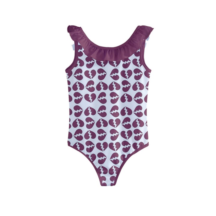 Bk Love In Pieces Print Pattern Design Kids  Frill Swimsuit