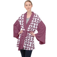 Bk Love In Pieces Print Pattern Design Long Sleeve Velvet Kimono  by dflcprintsclothing