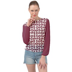 Bk Love In Pieces Print Pattern Design Banded Bottom Chiffon Top