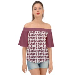 Bk Love In Pieces Print Pattern Design Off Shoulder Short Sleeve Top