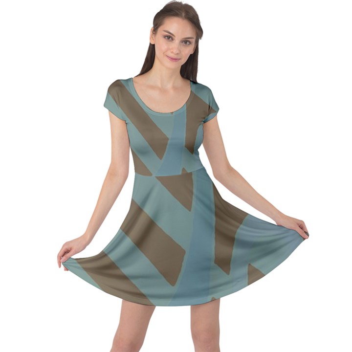 Earthbound Geometry Print Cap Sleeve Dress