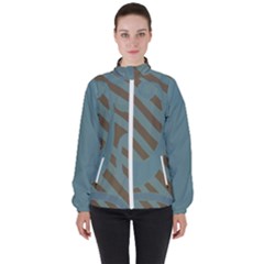 Earthbound Geometry Print Women s High Neck Windbreaker by dflcprintsclothing