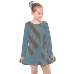 Earthbound Geometry Print Kids  Long Sleeve Dress