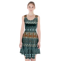 Holmes Christmas Jumper On Blueish Acrylic Racerback Midi Dress