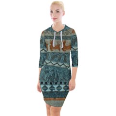 Holmes Christmas Jumper On Blueish Acrylic Quarter Sleeve Hood Bodycon Dress by DeneWestUK