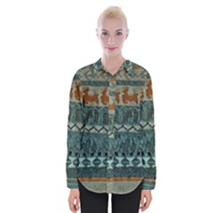 Holmes Christmas Jumper On Blueish Acrylic Womens Long Sleeve Shirt