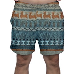 Holmes Christmas Jumper On Blueish Acrylic Men s Shorts by DeneWestUK