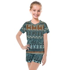 Holmes Christmas Jumper On Blueish Acrylic Kids  Mesh T-shirt And Shorts Set