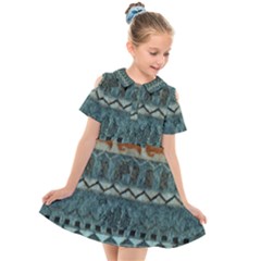 Holmes Christmas Jumper On Blueish Acrylic Kids  Short Sleeve Shirt Dress