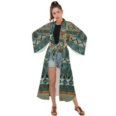 Holmes Christmas Jumper On Blueish Acrylic Maxi Kimono