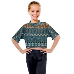 Holmes Christmas Jumper On Blueish Acrylic Kids Mock Neck T-shirt