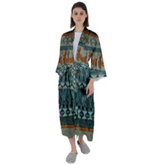 Holmes Christmas Jumper On Blueish Acrylic Maxi Satin Kimono by DeneWestUK