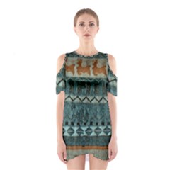 Holmes Christmas Jumper On Blueish Acrylic Shoulder Cutout One Piece Dress