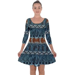 Holmes Christmas Jumper On Blueish Acrylic Quarter Sleeve Skater Dress