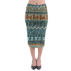 Holmes Christmas Jumper On Blueish Acrylic Midi Pencil Skirt by DeneWestUK