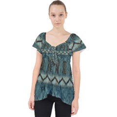 Holmes Christmas Jumper On Blueish Acrylic Lace Front Dolly Top