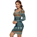 Holmes Christmas Jumper On Blueish Acrylic Women Long Sleeve Ruched Stretch Jersey Dress View3