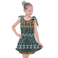 Holmes Christmas Jumper On Blueish Acrylic Kids  Tie Up Tunic Dress