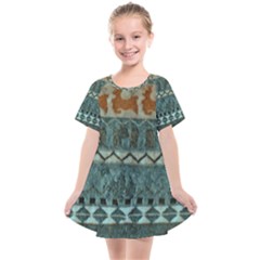 Holmes Christmas Jumper On Blueish Acrylic Kids  Smock Dress