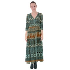 Holmes Christmas Jumper On Blueish Acrylic Button Up Maxi Dress