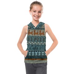 Holmes Christmas Jumper On Blueish Acrylic Kids  Sleeveless Hoodie