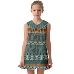 Holmes Christmas Jumper On Blueish Acrylic Kids  Pilgrim Collar Ruffle Hem Dress