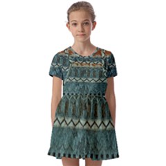 Holmes Christmas Jumper On Blueish Acrylic Kids  Short Sleeve Pinafore Style Dress