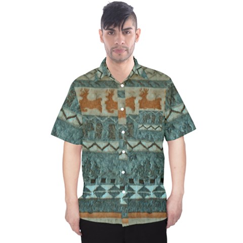 Holmes Christmas Jumper On Blueish Acrylic Men s Hawaii Shirt by DeneWestUK