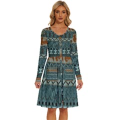 Holmes Christmas Jumper On Blueish Acrylic Long Sleeve Dress With Pocket