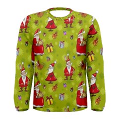 Background With Santa Claus, Christmas Decorations Men s Long Sleeve T-shirt