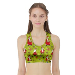 Background With Santa Claus, Christmas Decorations Sports Bra With Border by kyorashop23