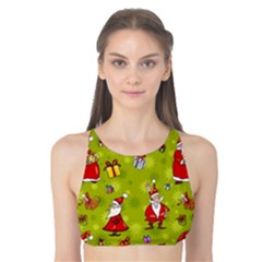 Background With Santa Claus, Christmas Decorations Tank Bikini Top by kyorashop23