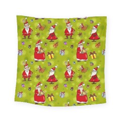 Background With Santa Claus, Christmas Decorations Square Tapestry (small)