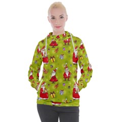 Background With Santa Claus, Christmas Decorations Women s Hooded Pullover