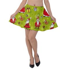 Background With Santa Claus, Christmas Decorations Velvet Skater Skirt