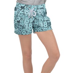 Blue Digits Background, Artwork, Numbers Women s Velour Lounge Shorts