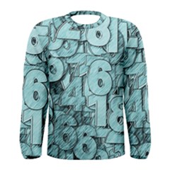 Blue Digits Background, Artwork, Numbers Men s Long Sleeve T-shirt