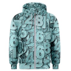 Blue Digits Background, Artwork, Numbers Men s Zipper Hoodie