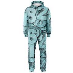 Blue Digits Background, Artwork, Numbers Hooded Jumpsuit (men)