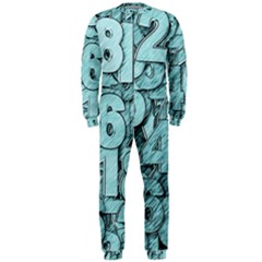 Blue Digits Background, Artwork, Numbers Onepiece Jumpsuit (men)